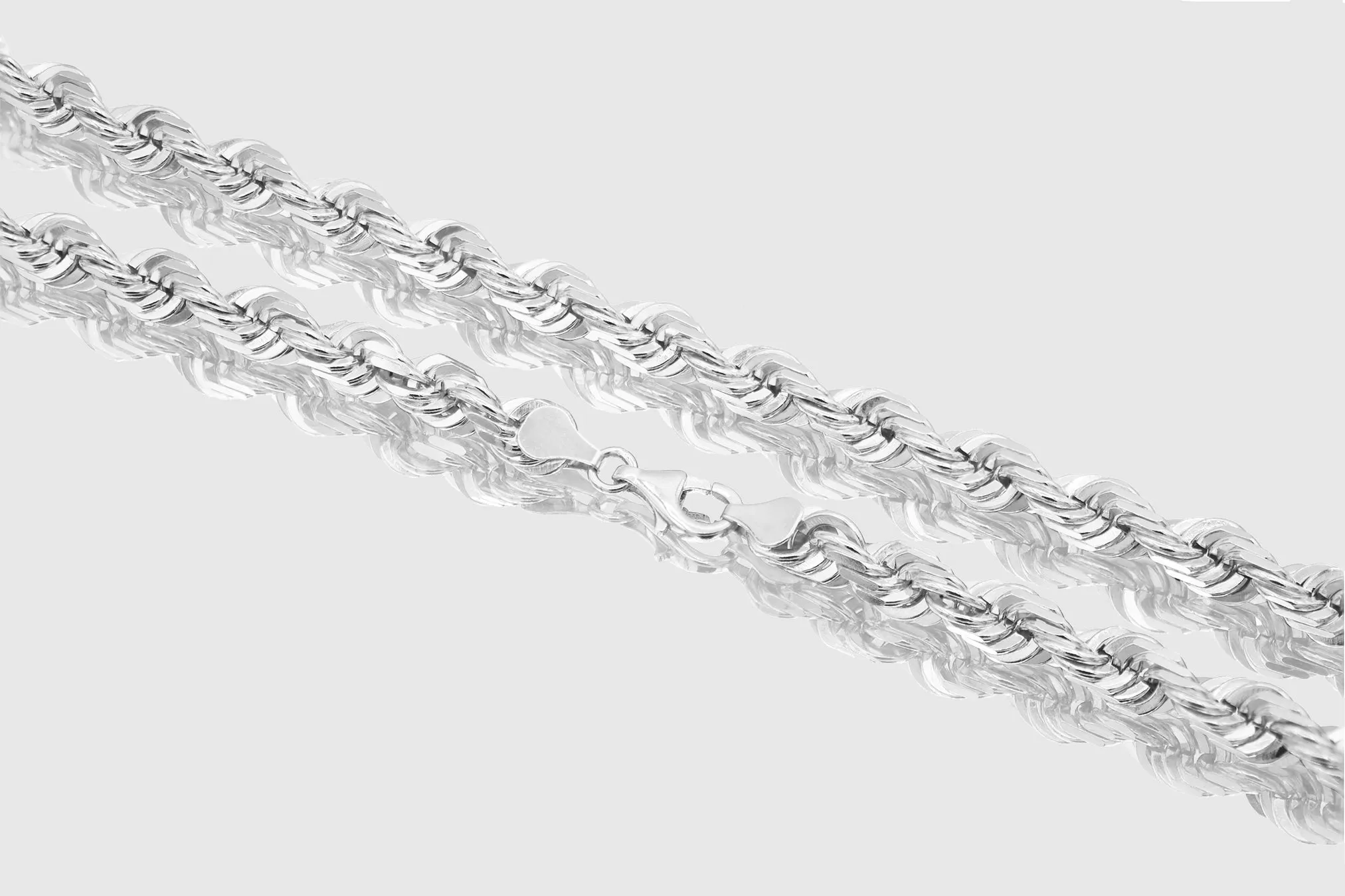 1.5mm - 12mm Solid Rope Necklace - 10k White Gold