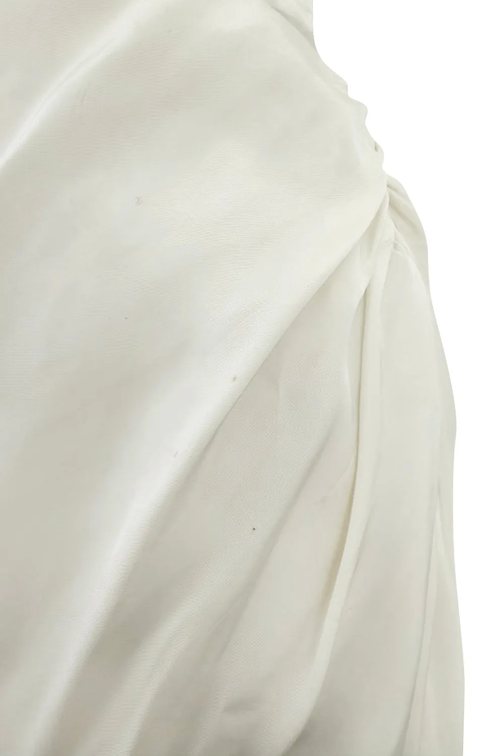 1950s Fred Perlberg Strapless Ivory Dress w Gathered Skirt & Muslin Net Underskirts