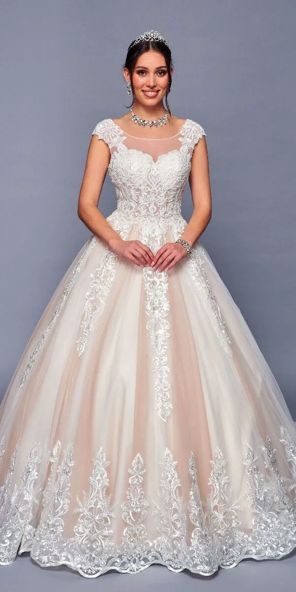 DeKlaire Bridal 479 Cap Sleeve Princess A-Line Wedding Ball Gown