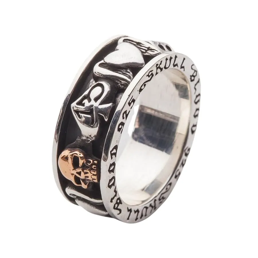 Gold Skull Sterling Silver Gothic Spinning Ring