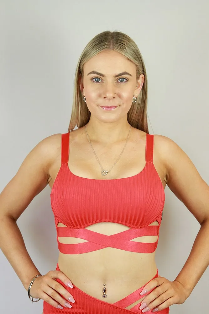 Rarr Crystal Strappy Bra – Pink