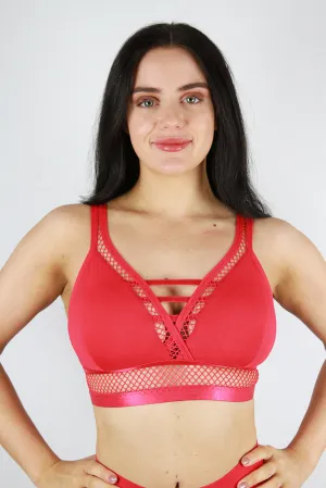 Rarr Felix Open Mesh Bralette Red