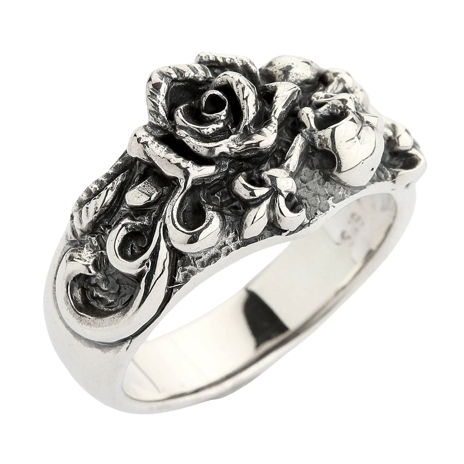 Skull and Rose Sterling Silver Gothic Ring